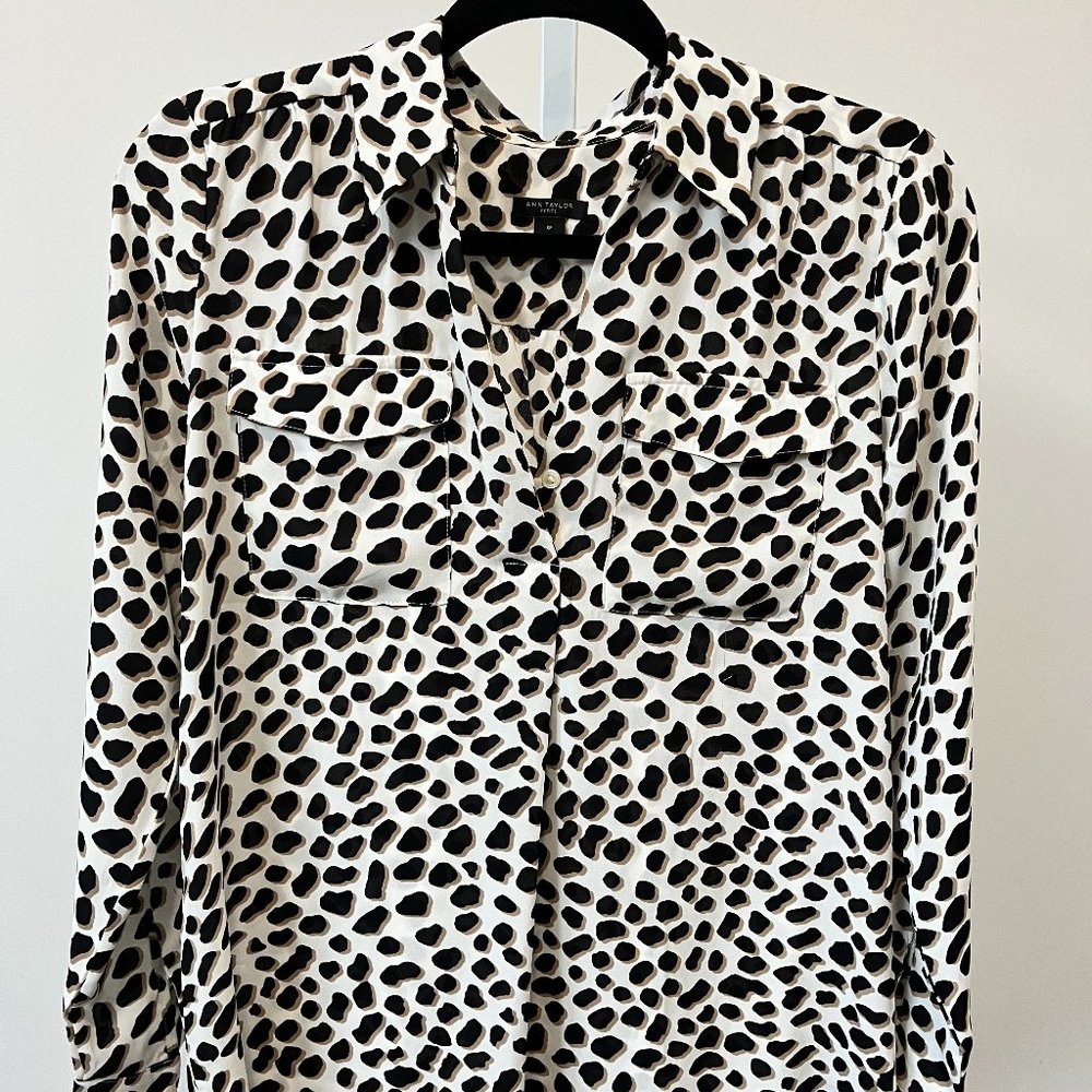 Ann Taylor leopard button down blouse